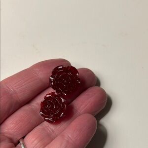 Elegant Red Rose Earrings